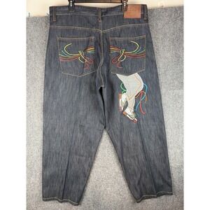 VTG Coogi Jeans Mens 40x32 Black Denim Sneaker Embroidered Hip Hop Baggy Y2K